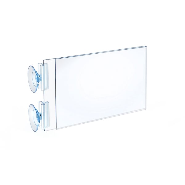 Two-Sided Acrylic Sign Holder W/ Suction Cup Grippers 7"W x 5"H, PK10